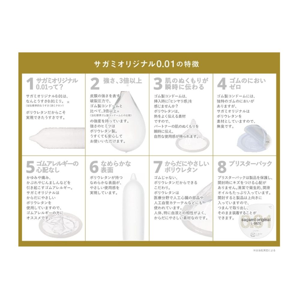 
                  
                    3 Boxes Japan Product SAGAMI Condoms Original 001 L Size 10 Pcs
                  
                