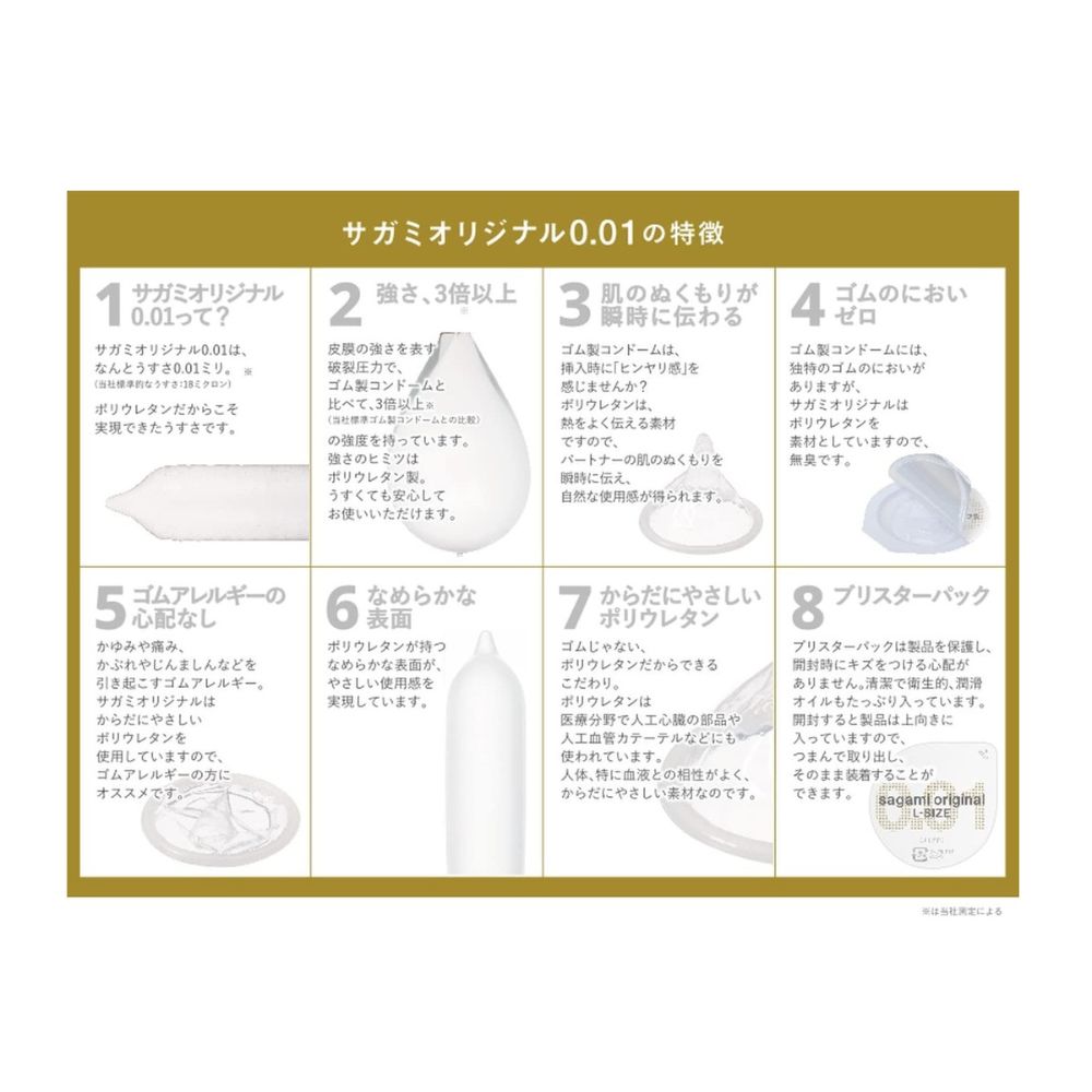 
                  
                    Japan Product SAGAMI Condoms Original 001 L Size 10 Pcs
                  
                