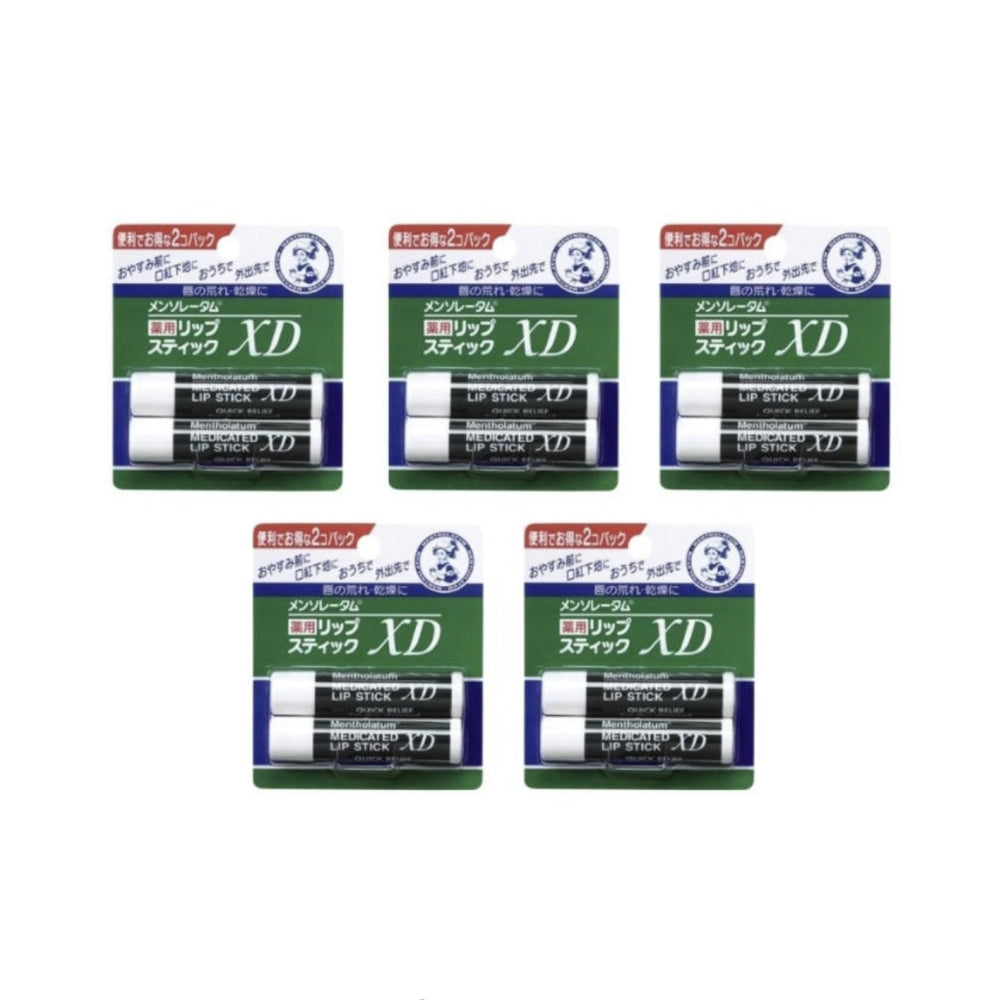 【Bulk Buy】 ROHTO MENTHOLATUM XD LipCare Medicated Lip Cream Balm 2pcs (5 Packs)