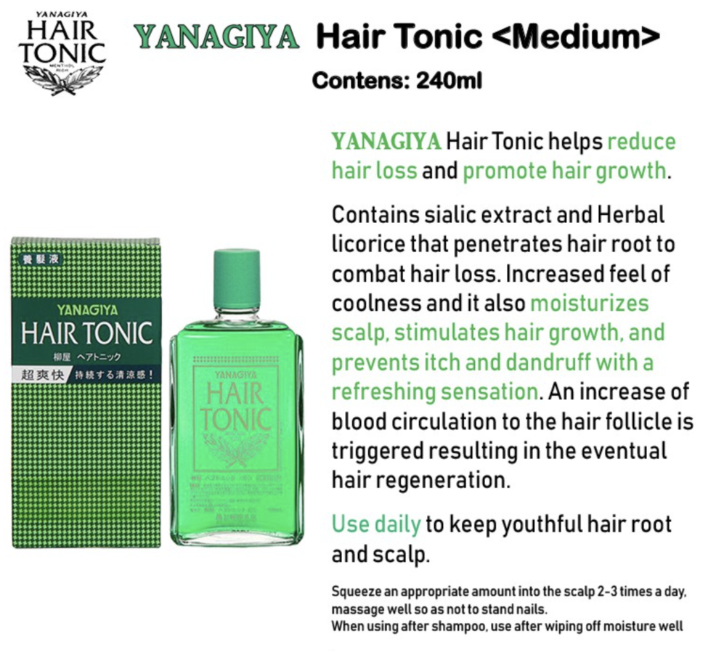 
                  
                    【Bulk Buy】 YANAGIYA Hair Tonic Anti-aging Scalp Tonic for hair loss Menthol Rich 240ml (3 Bottles)
                  
                